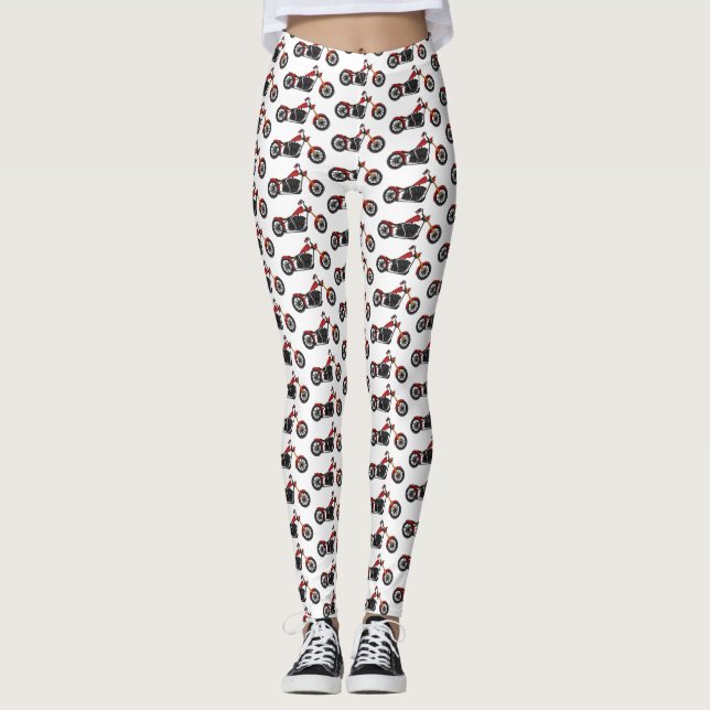 Chopper-Art Motorrad-Abbildung Leggings (Vorderseite)