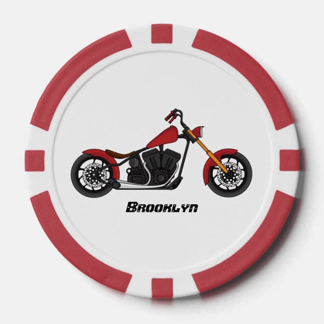 Chopper-Art Motorrad-Abbildung Pokerchips (Vorderseite)