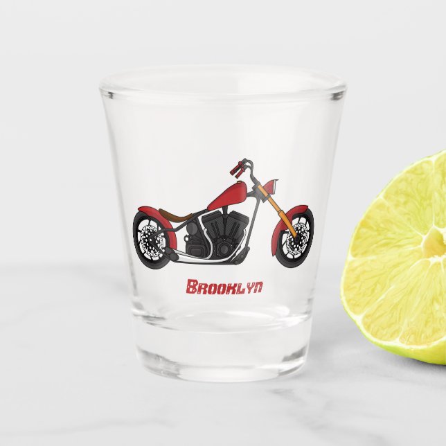 Chopper-Art Motorrad-Abbildung Schnapsglas (Vorderseite)