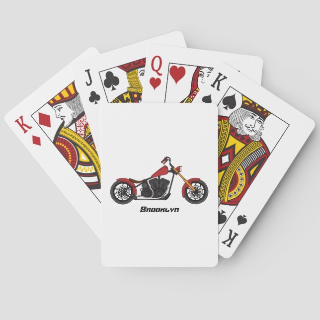 Chopper-Art Motorrad-Abbildung Spielkarten (Rückseite)