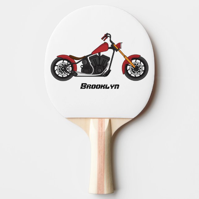 Chopper-Art Motorrad-Abbildung Tischtennis Schläger (Vorderseite)