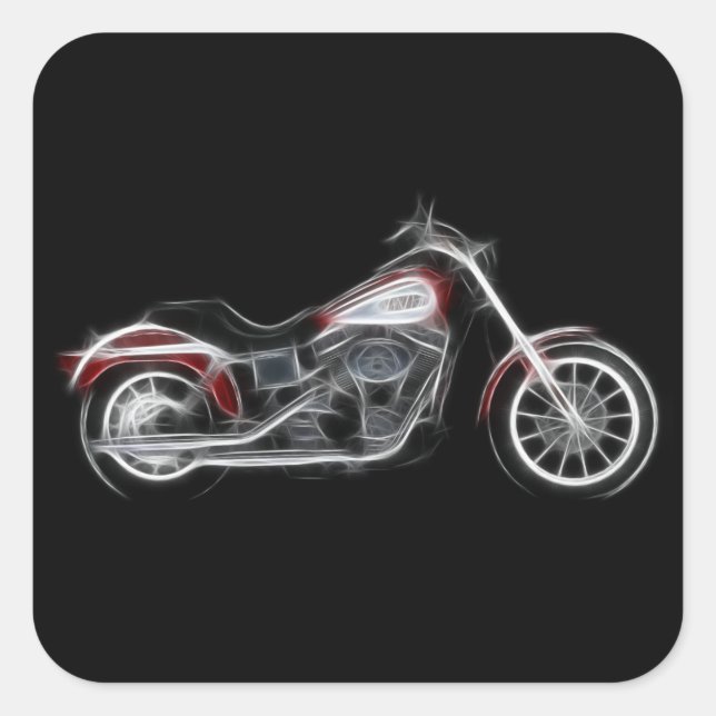 Chopper Hog Motorrad Quadratischer Aufkleber (Vorderseite)
