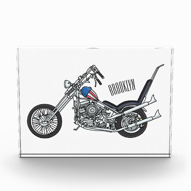 Chopper Motorcycle 1950 cartoon illustration Fotoblock (Vorderseite)