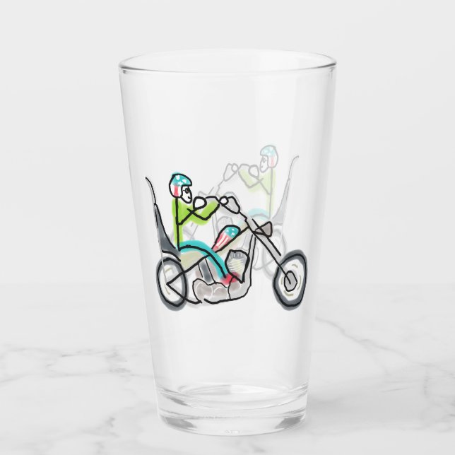 Chopper Motorcycle Stickman Glas (Vorderseite)