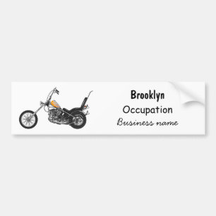 Chopper Motorrad 1950 Cartoon Abbildung Autoaufkleber