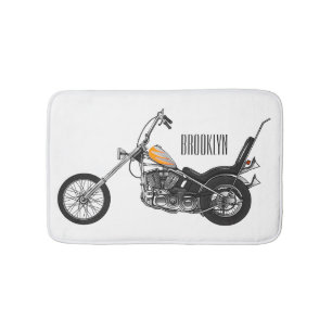 Chopper Motorrad 1950 Cartoon Abbildung Badematte