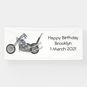 Chopper Motorrad 1950 Cartoon Abbildung Banner