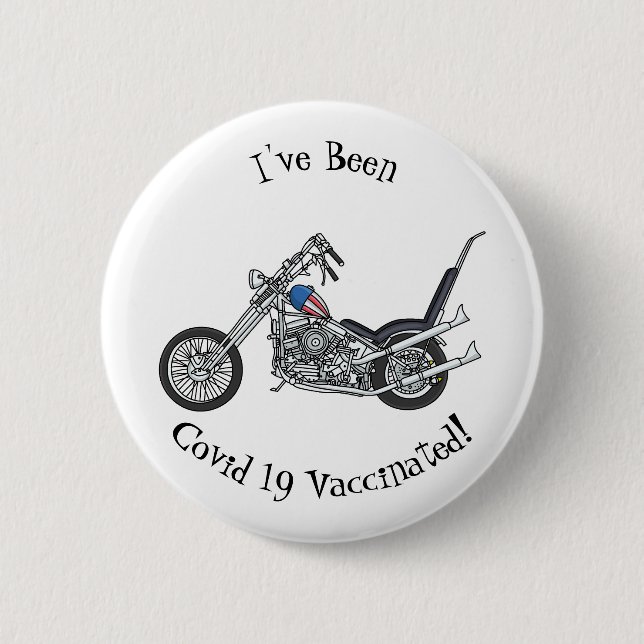 Chopper Motorrad 1950 Cartoon Abbildung Button (Vorderseite)
