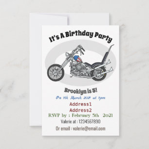 Chopper Motorrad 1950 Cartoon Abbildung Einladung