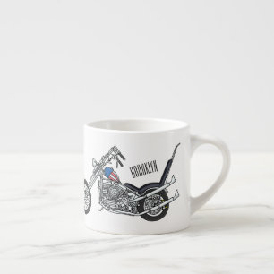 Chopper Motorrad 1950 Cartoon Abbildung Espressotasse