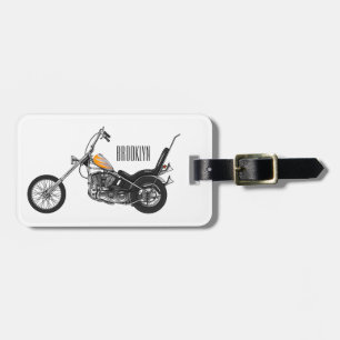 Chopper Motorrad 1950 Cartoon Abbildung Gepäckanhänger