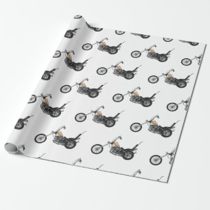 Chopper Motorrad 1950 Cartoon Abbildung Geschenkpapier