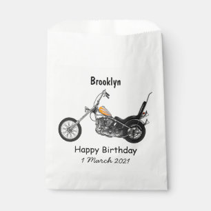 Chopper Motorrad 1950 Cartoon Abbildung Geschenktütchen