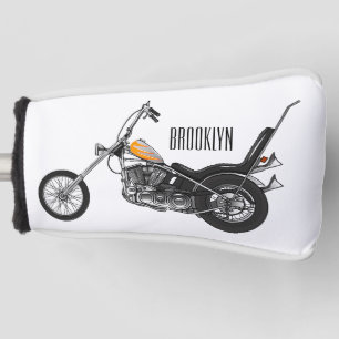 Chopper Motorrad 1950 Cartoon Abbildung Golf Headcover
