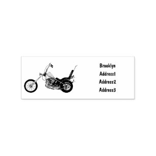 Chopper Motorrad 1950 Cartoon Abbildung Gummistempel