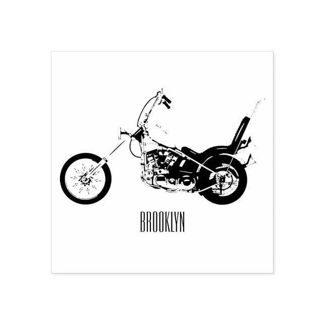 Chopper Motorrad 1950 Cartoon Abbildung Gummistempel (Prägung)