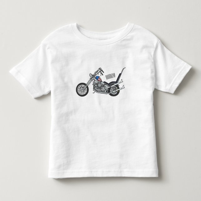 Chopper Motorrad 1950 Cartoon Abbildung Kleinkind T-shirt (Vorderseite)