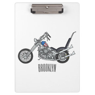 Chopper Motorrad 1950 Cartoon Abbildung Klemmbrett
