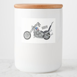 Chopper Motorrad 1950 Cartoon Abbildung Lebensmitteletikett
