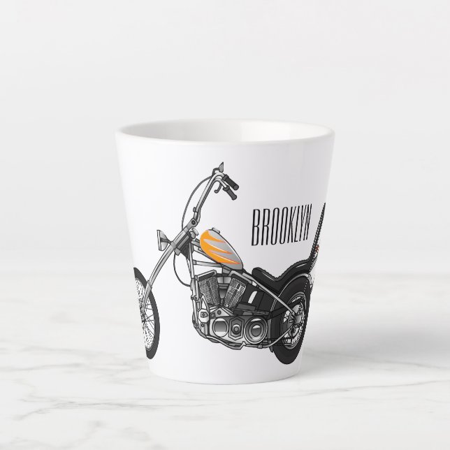 Chopper Motorrad 1950 Cartoon Abbildung Milchtasse (Vorderseite)