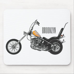 Chopper Motorrad 1950 Cartoon Abbildung Mousepad