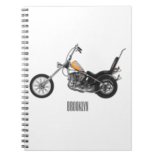 Chopper Motorrad 1950 Cartoon Abbildung Notizblock