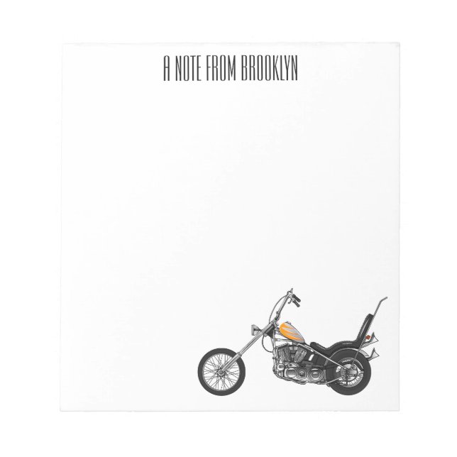 Chopper Motorrad 1950 Cartoon Abbildung Notizblock (Vorderseite)