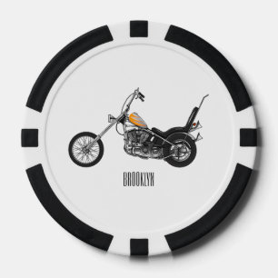 Chopper Motorrad 1950 Cartoon Abbildung Pokerchips
