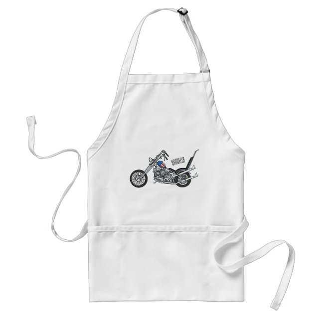 Chopper Motorrad 1950 Cartoon Abbildung Schürze (Vorne)