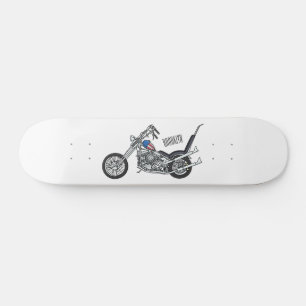 Chopper Motorrad 1950 Cartoon Abbildung Skateboard