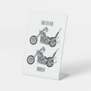 Chopper Motorrad 1950 Cartoon Abbildung Sockelschild