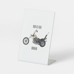 Chopper Motorrad 1950 Cartoon Abbildung Sockelschild