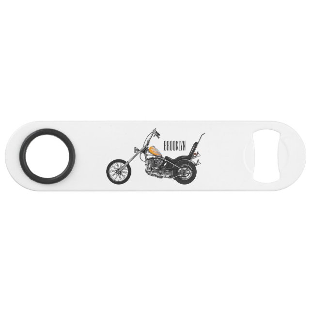 Chopper Motorrad 1950 Cartoon Abbildung Speed Flaschenöffner (Vorderseite (Horizontal))