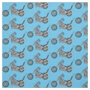 Chopper Motorrad 1950 Cartoon Abbildung Stoff