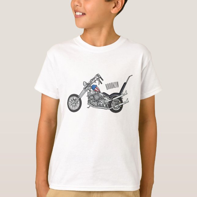 Chopper Motorrad 1950 Cartoon Abbildung T-Shirt (Vorderseite)