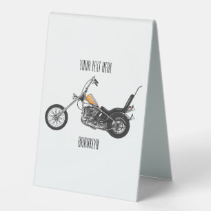 Chopper Motorrad 1950 Cartoon Abbildung Tischaufsteller