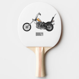 Chopper Motorrad 1950 Cartoon Abbildung Tischtennis Schläger
