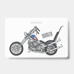 Chopper-Motorrad 1950 Cartoon-Illustration Ausweis