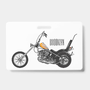 Chopper-Motorrad 1950 Cartoon-Illustration Ausweis