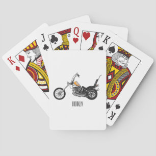 Chopper-Motorrad 1950 Cartoon-Illustration Spielkarten
