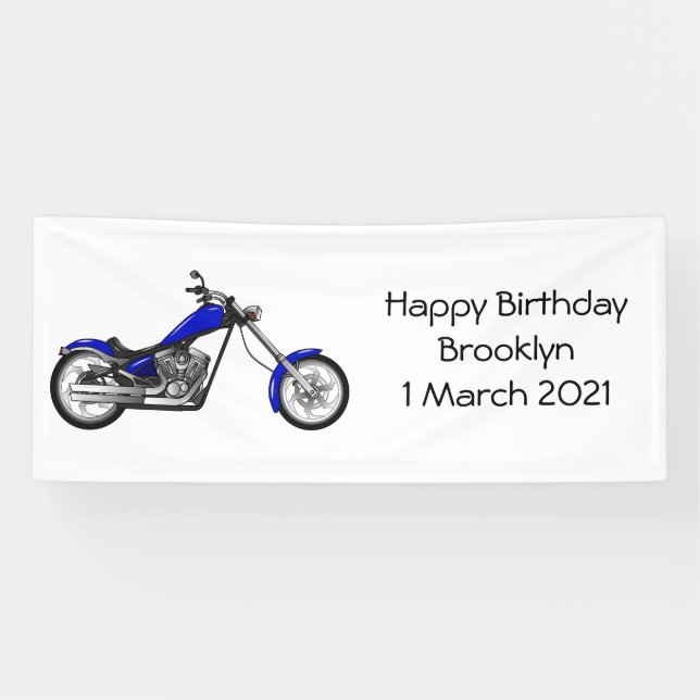 Chopper Motorrad Cartoon Abbildung Banner (Horizontal)