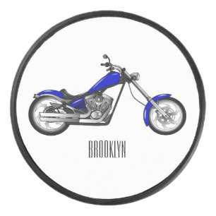 Chopper Motorrad Cartoon Abbildung Eishockey Puck