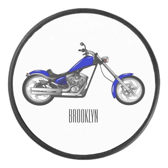 Chopper Motorrad Cartoon Abbildung Eishockey Puck (Vorderseite)