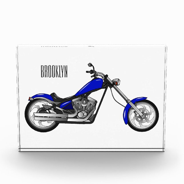 Chopper Motorrad Cartoon Abbildung Fotoblock (Vorderseite)