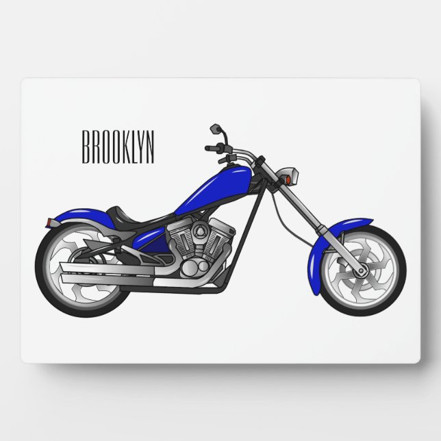 Chopper Motorrad Cartoon Abbildung Fotoplatte (Vorderseite)