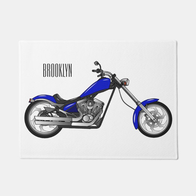 Chopper Motorrad Cartoon Abbildung Fußmatte (Vorderseite)