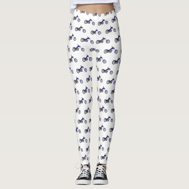Chopper Motorrad Cartoon Abbildung Leggings (Vorderseite)