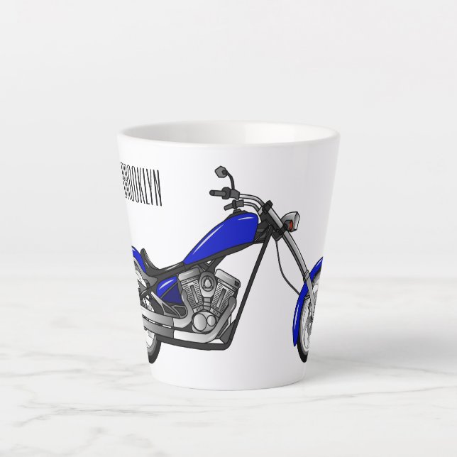 Chopper Motorrad Cartoon Abbildung Milchtasse (Vorderseite)