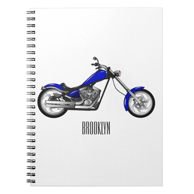 Chopper Motorrad Cartoon Abbildung Notizblock (Vorderseite)