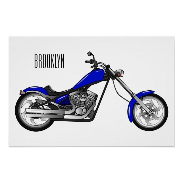 Chopper Motorrad Cartoon Abbildung Poster (Vorderseite)